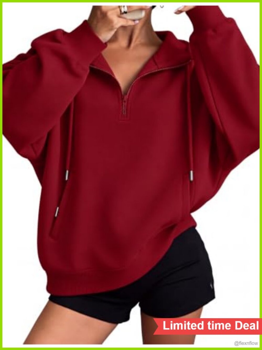 Women's Half Zip Oversized Hoodie Polyester Spandex Sweatshirt
